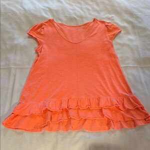 Lilly Pulitzer Coral Double Ruffle Hem Shirt Size L